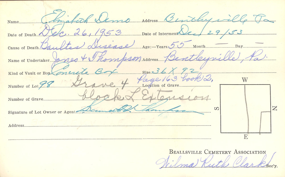 burial card